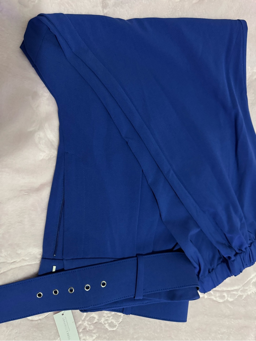 Royal Blue Belted Cropped Pants - Picture 9 of 13
